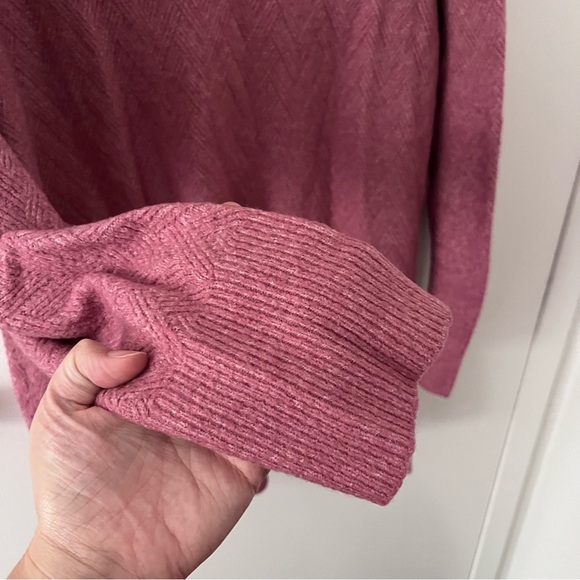 Chico’s 3 Herringbone V-Neck Tunic Knit Sweater Rose Pink XL - Picture 9 of 11